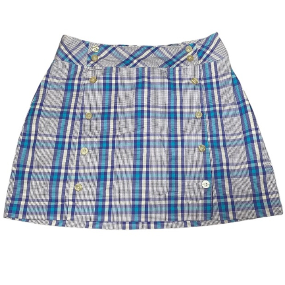 Lady Hagen Skort Purple Blue Plaid Button Front Zip Up Tennis Golf Skort Size 4